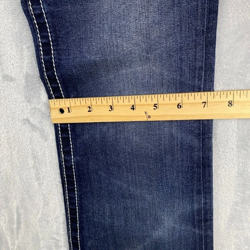 Miss Me Jeans Womens 28 Blue Signature Boot Flared Flap Pocket Dark Wash Denim - Picture 15 of 16